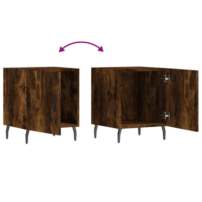 Nachtkastjes 2 St 40X40X50 Cm Bewerkt Hout Gerookt Eikenkleurig
