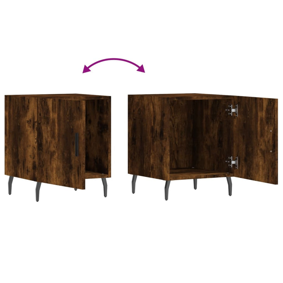 Nachtkastjes 2 St 40X40X50 Cm Bewerkt Hout Gerookt Eikenkleurig