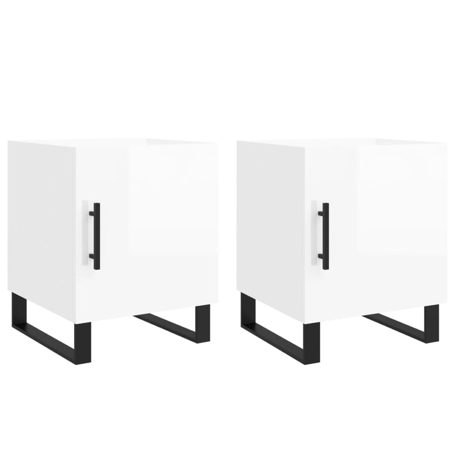 Nachtkastjes 40X40X50 Cm Bewerkt Hout 2 Hoogglans wit