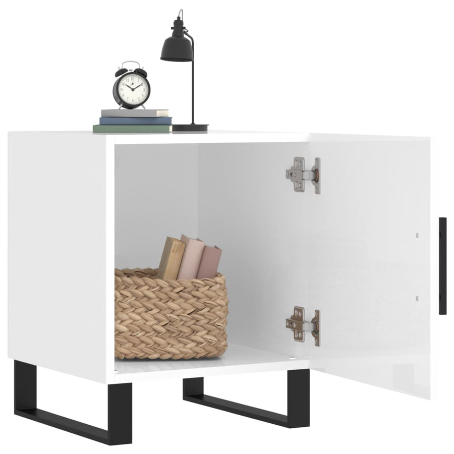 Nachtkastjes 40X40X50 Cm Bewerkt Hout 2 Hoogglans wit
