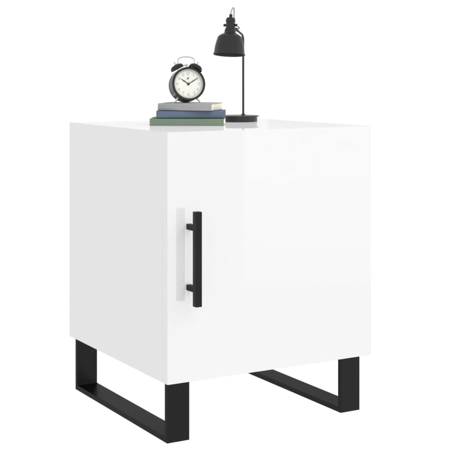 Nachtkastjes 40X40X50 Cm Bewerkt Hout 2 Hoogglans wit