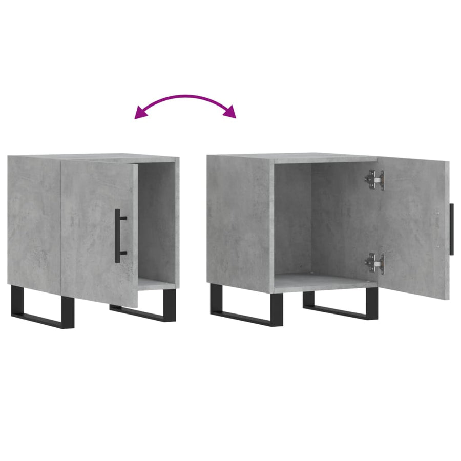 Nachtkastjes 2 St 40X40X50 Cm Bewerkt Hout Betongrijs