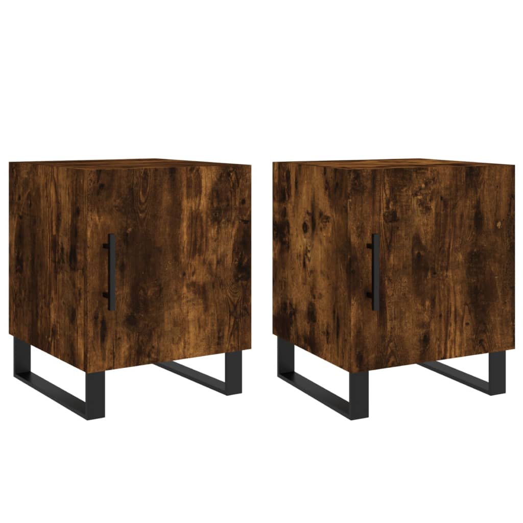 Nachtkastjes 2 St 40X40X50 Cm Bewerkt Hout Gerookt Eikenkleurig