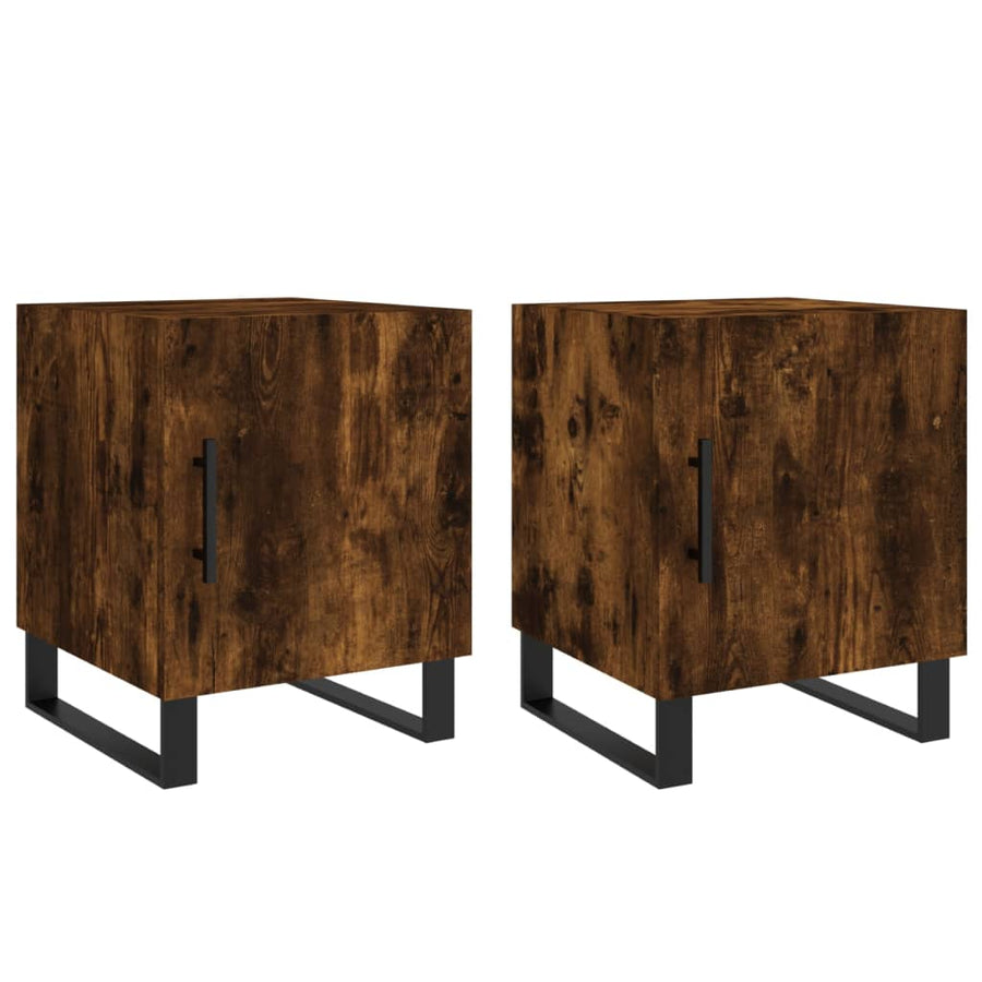 Nachtkastjes 2 St 40X40X50 Cm Bewerkt Hout Gerookt Eikenkleurig