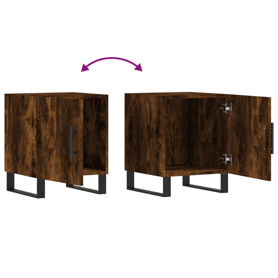 Nachtkastjes 2 St 40X40X50 Cm Bewerkt Hout Gerookt Eikenkleurig