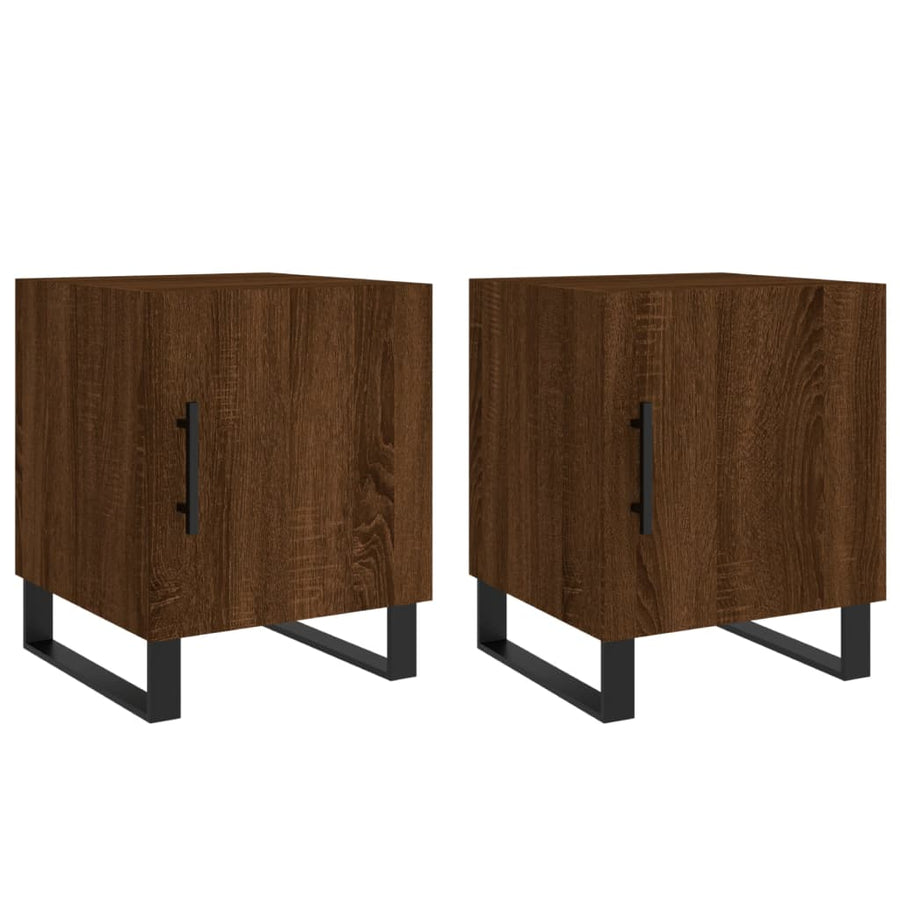 Nachtkastjes 2 St 40X40X50 Cm Bewerkt Hout Bruin Eikenkleur