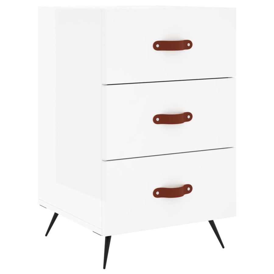 Nachtkastje 40X40X66 Cm Bewerkt Hout Hoogglans Wit