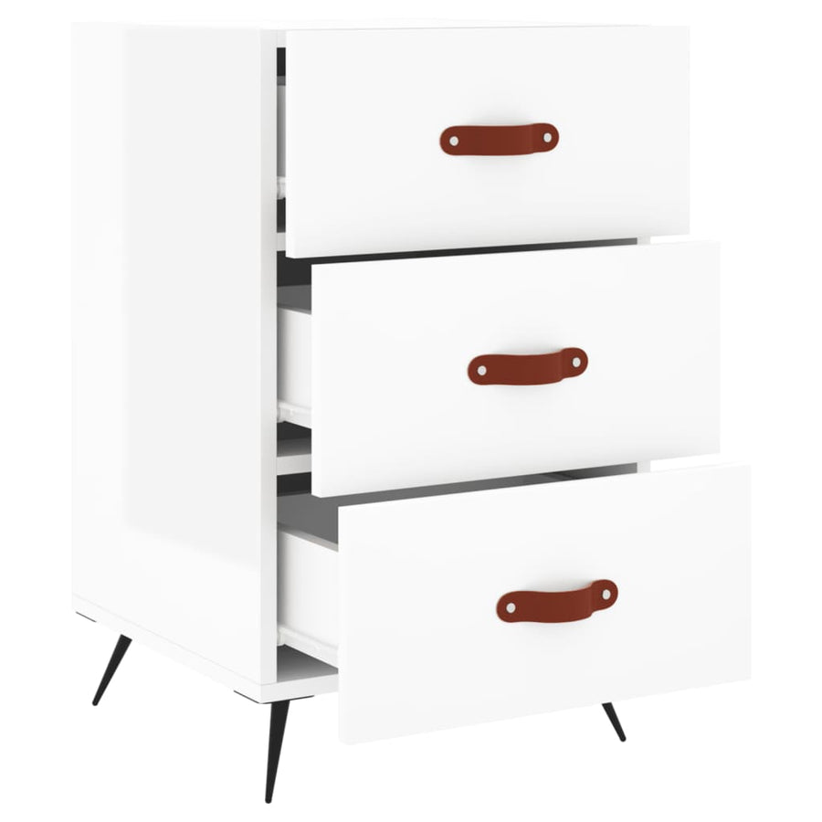 Nachtkastje 40X40X66 Cm Bewerkt Hout Hoogglans Wit