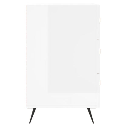 Nachtkastje 40X40X66 Cm Bewerkt Hout Hoogglans Wit
