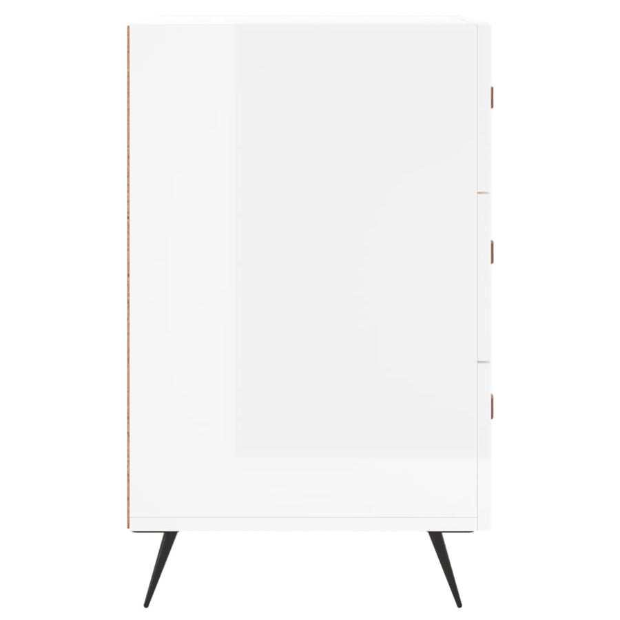 Nachtkastje 40X40X66 Cm Bewerkt Hout Hoogglans Wit