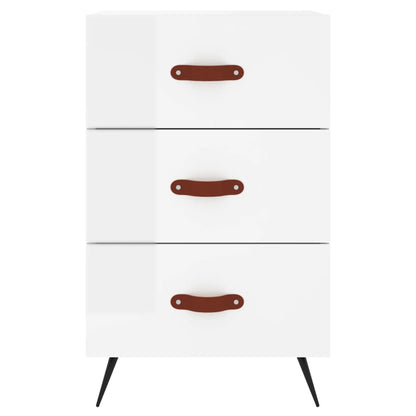 Nachtkastje 40X40X66 Cm Bewerkt Hout Hoogglans Wit