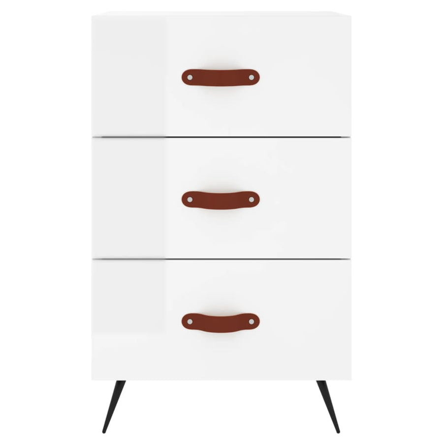 Nachtkastje 40X40X66 Cm Bewerkt Hout Hoogglans Wit
