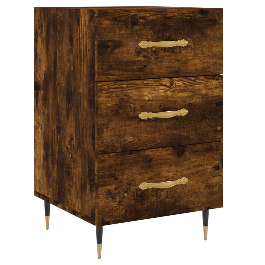 Nachtkastje 40X40X66 Cm Bewerkt Hout Kleurig Gerookt eiken