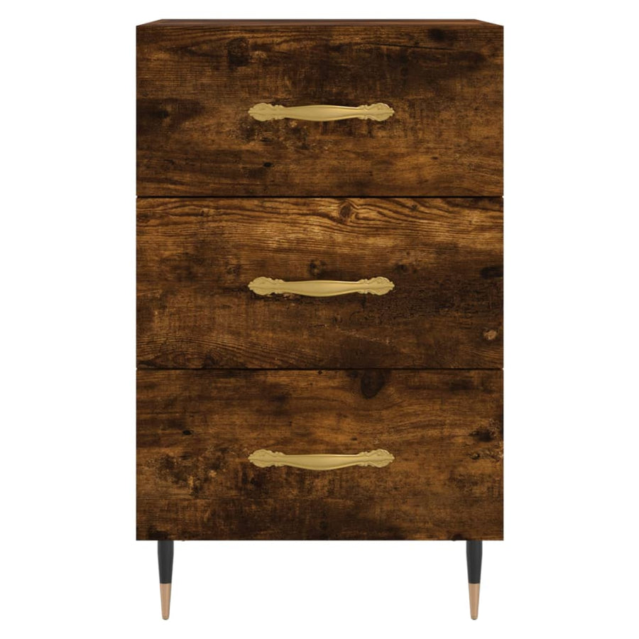 Nachtkastje 40X40X66 Cm Bewerkt Hout Kleurig Gerookt eiken