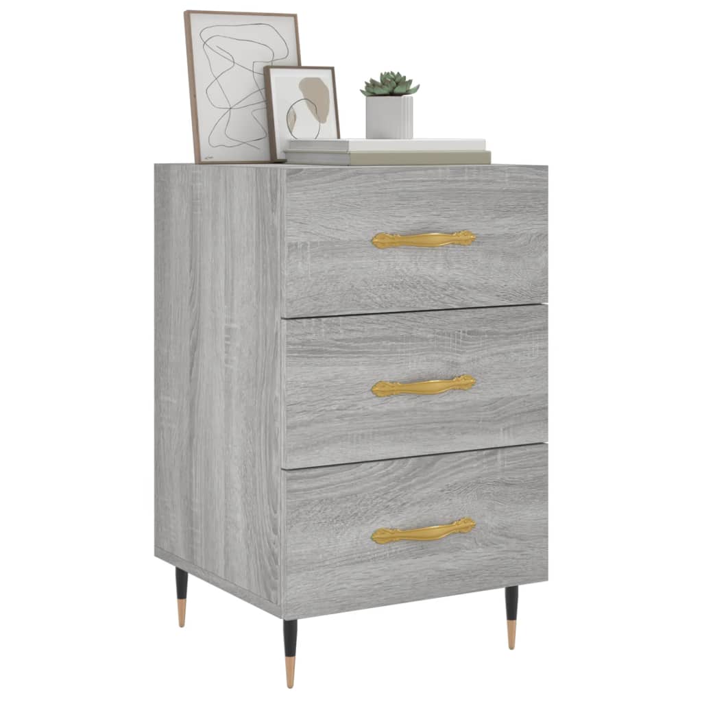 Nachtkastje 40X40X66 Cm Bewerkt Hout Grijs Sonoma Eikenkleurig