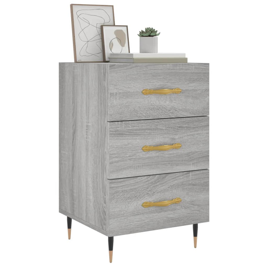 Nachtkastje 40X40X66 Cm Bewerkt Hout Grijs Sonoma Eikenkleurig