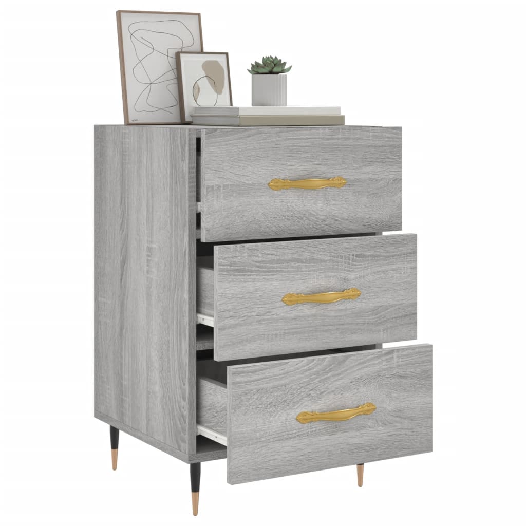 Nachtkastje 40X40X66 Cm Bewerkt Hout Grijs Sonoma Eikenkleurig
