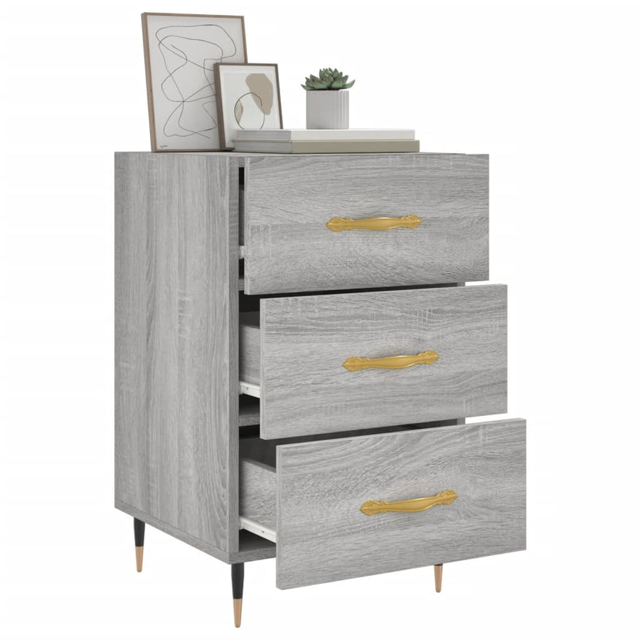 Nachtkastje 40X40X66 Cm Bewerkt Hout Grijs Sonoma Eikenkleurig