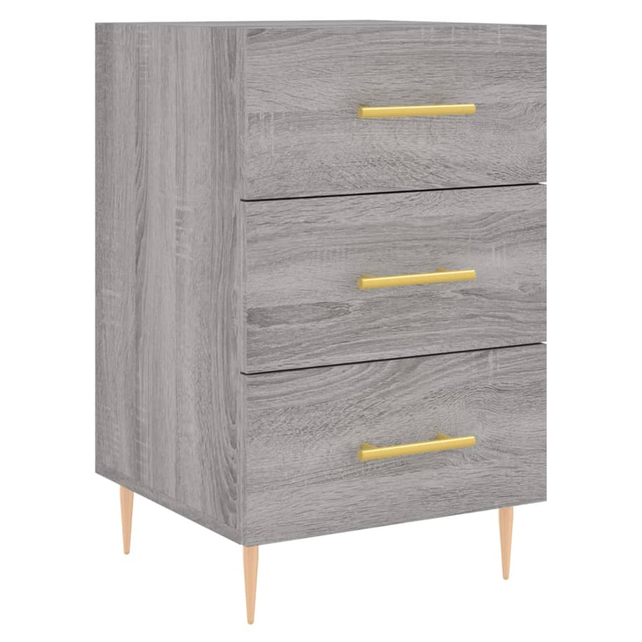 Nachtkastje 40X40X66 Cm Bewerkt Hout Eikenkleurig Grijs sonoma