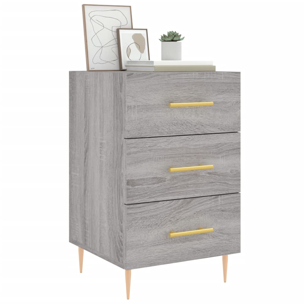 Nachtkastje 40X40X66 Cm Bewerkt Hout Eikenkleurig Grijs sonoma