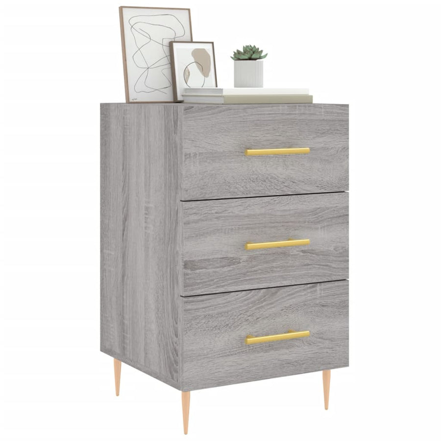Nachtkastje 40X40X66 Cm Bewerkt Hout Eikenkleurig Grijs sonoma