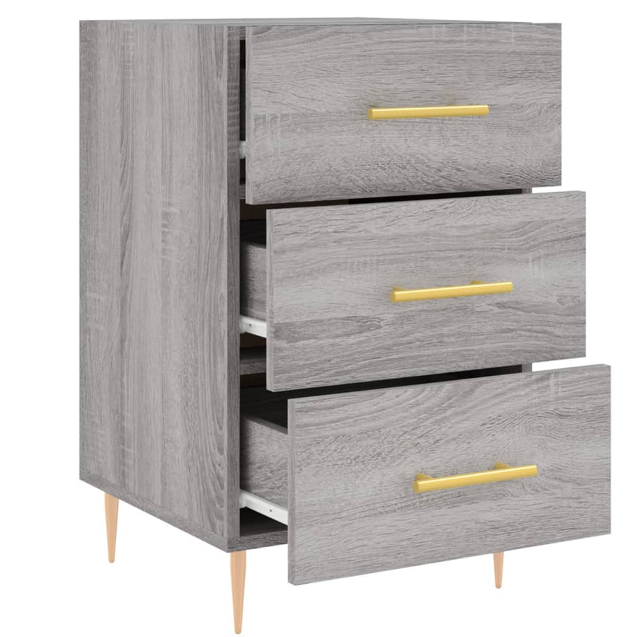 Nachtkastje 40X40X66 Cm Bewerkt Hout Eikenkleurig Grijs sonoma