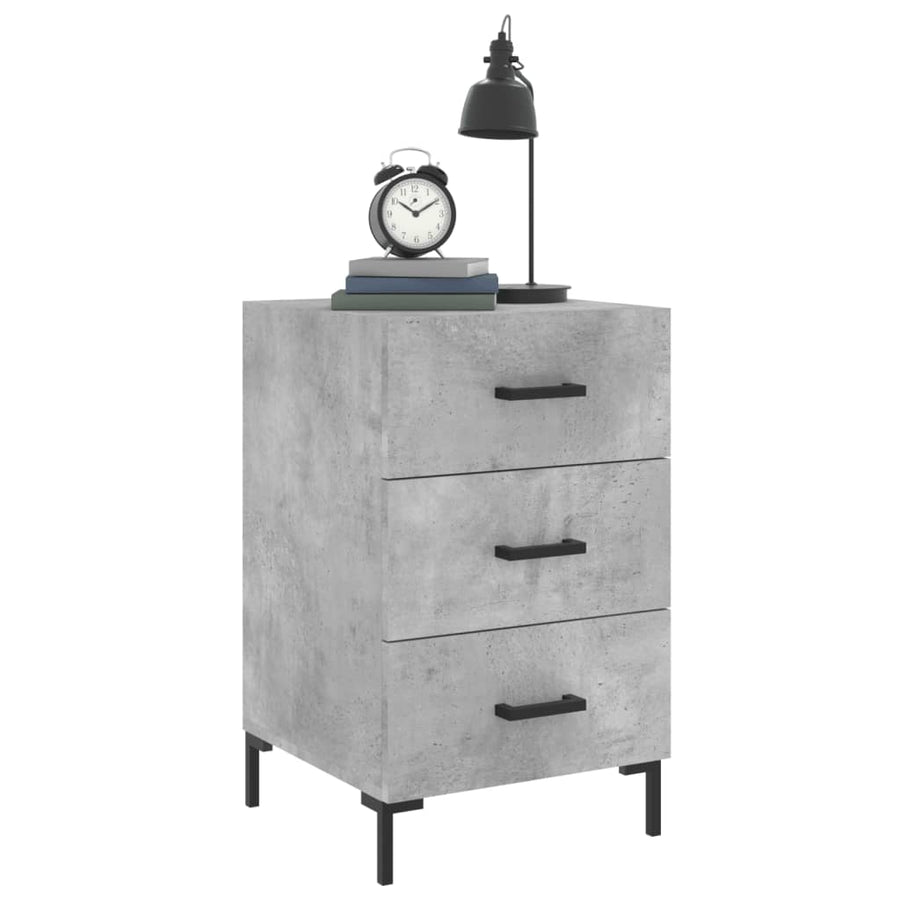 Nachtkastje 40X40X66 Cm Bewerkt Hout Betongrijs