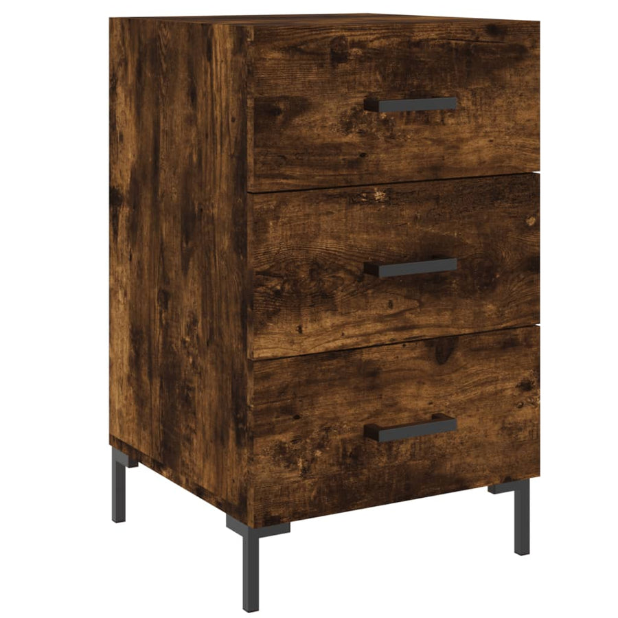 Nachtkastje 40X40X66 Cm Bewerkt Hout Gerookt Eikenkleurig