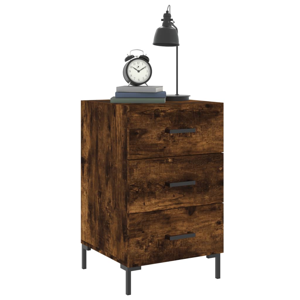 Nachtkastje 40X40X66 Cm Bewerkt Hout Gerookt Eikenkleurig
