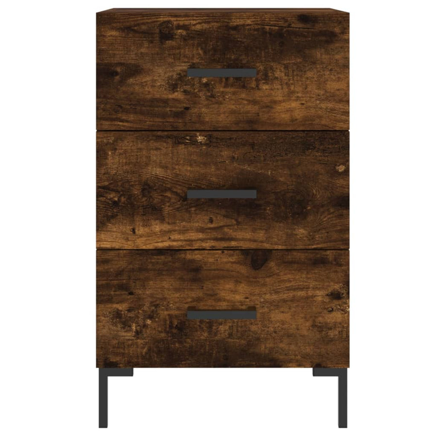 Nachtkastje 40X40X66 Cm Bewerkt Hout Gerookt Eikenkleurig