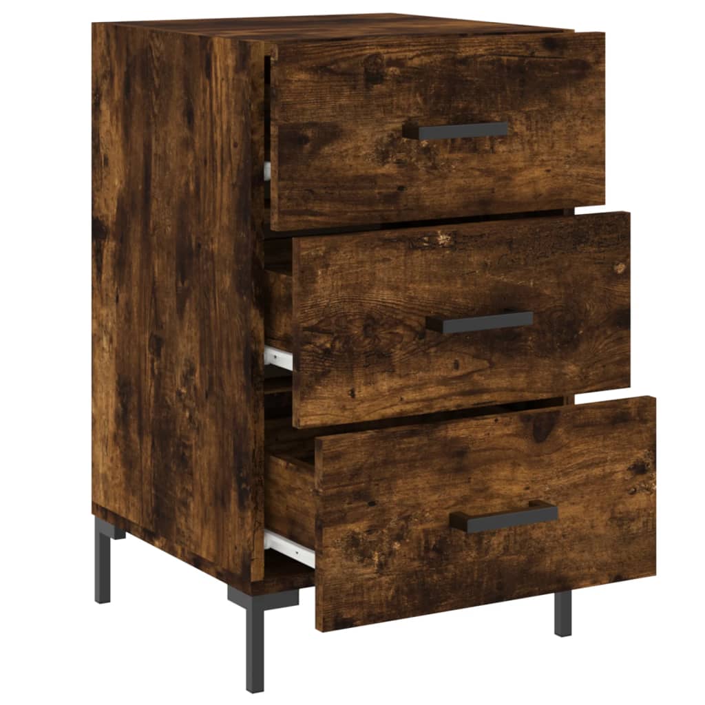 Nachtkastje 40X40X66 Cm Bewerkt Hout Gerookt Eikenkleurig