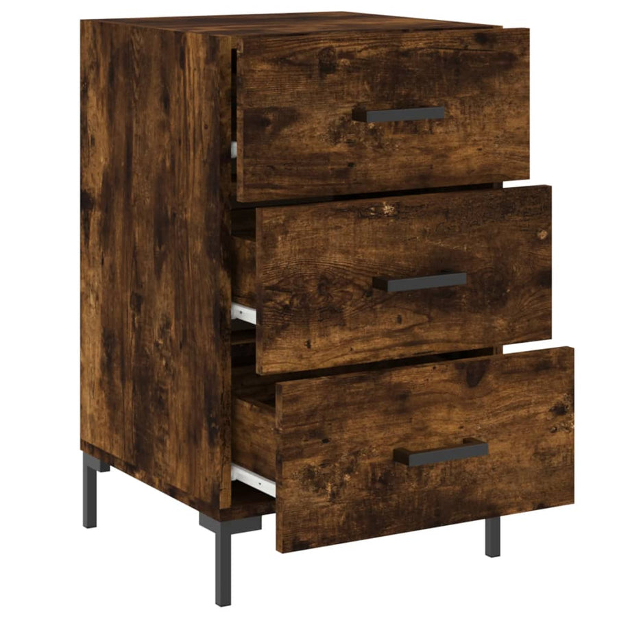 Nachtkastje 40X40X66 Cm Bewerkt Hout Gerookt Eikenkleurig