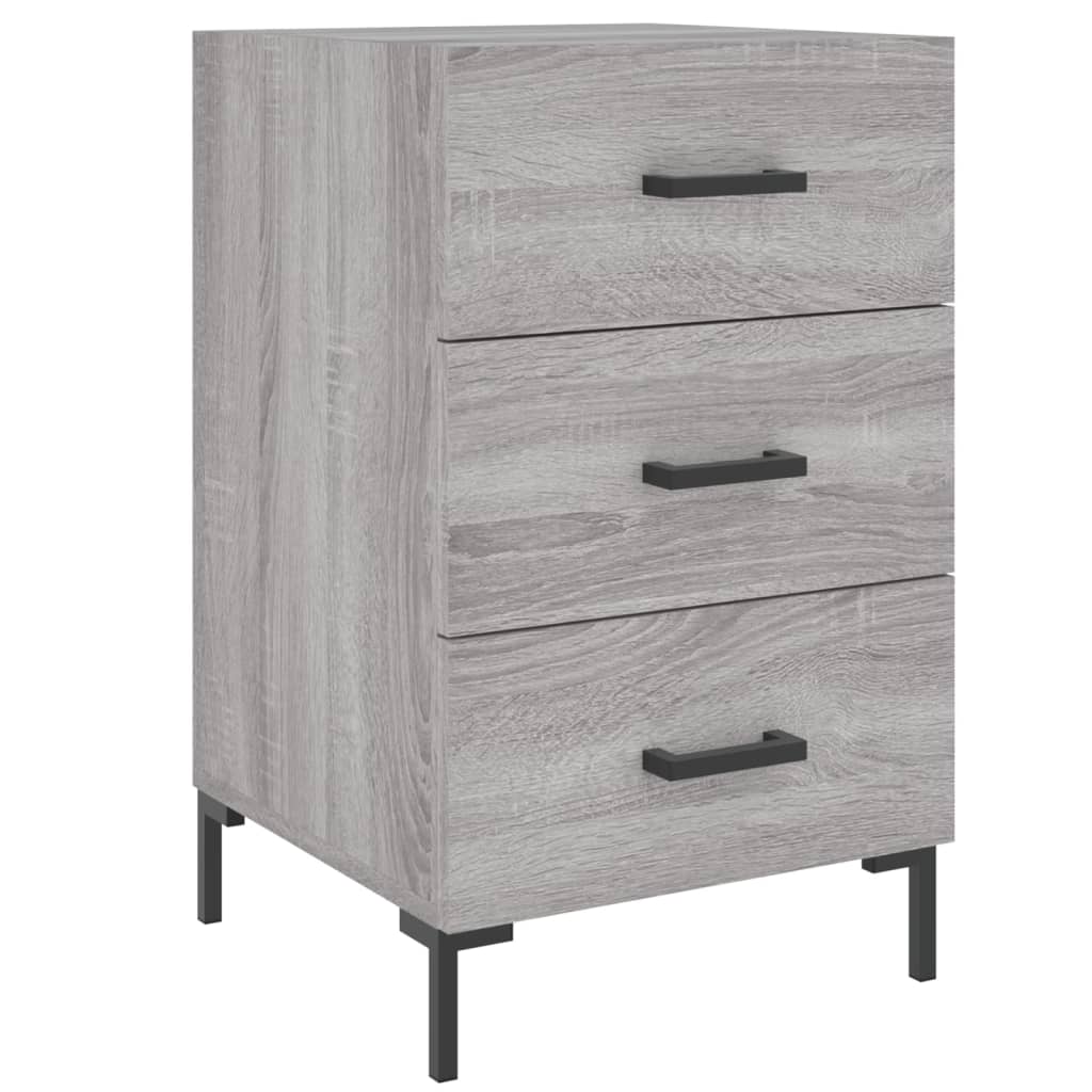 Nachtkastje 40X40X66 Cm Bewerkt Hout Eikenkleurig Grijs sonoma