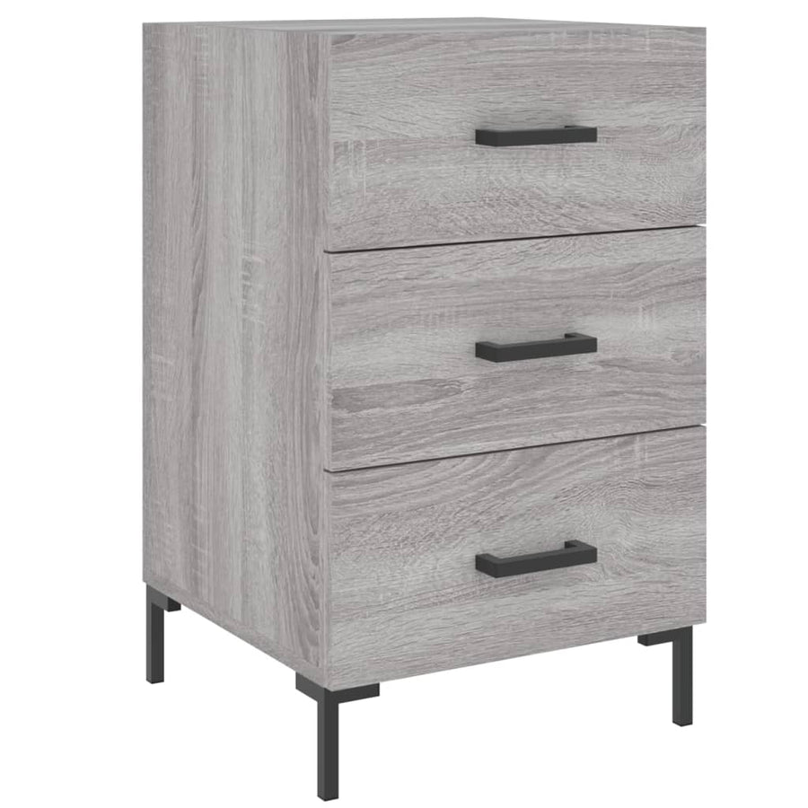Nachtkastje 40X40X66 Cm Bewerkt Hout Eikenkleurig Grijs sonoma