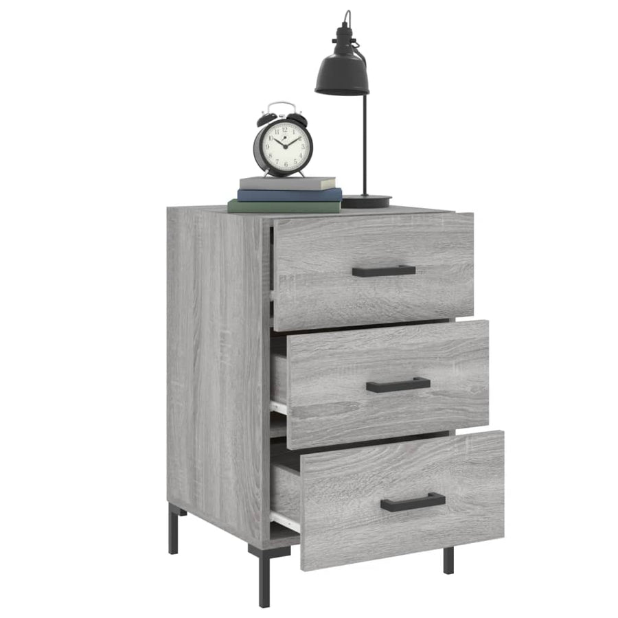 Nachtkastje 40X40X66 Cm Bewerkt Hout Eikenkleurig Grijs sonoma