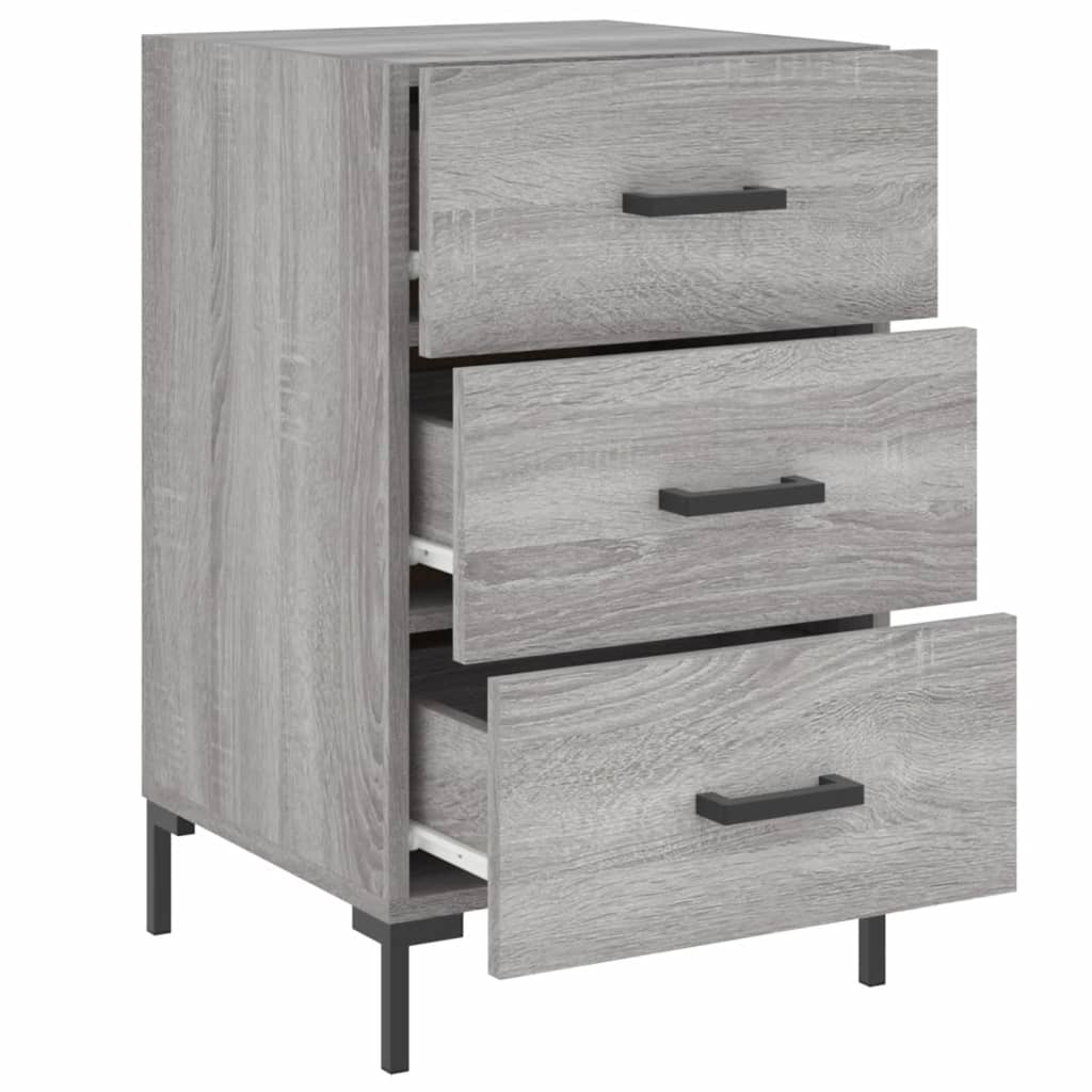 Nachtkastje 40X40X66 Cm Bewerkt Hout Eikenkleurig Grijs sonoma