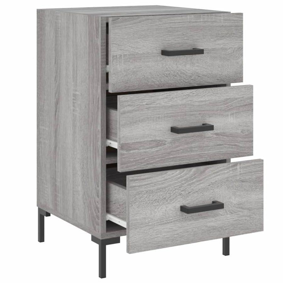 Nachtkastje 40X40X66 Cm Bewerkt Hout Eikenkleurig Grijs sonoma