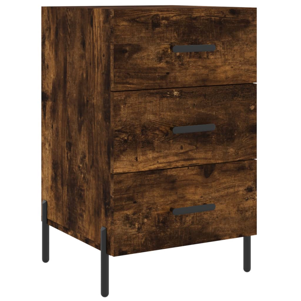 Nachtkastje 40X40X66 Cm Bewerkt Hout Gerookt Eikenkleurig