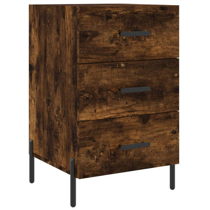 Nachtkastje 40X40X66 Cm Bewerkt Hout Gerookt Eikenkleurig