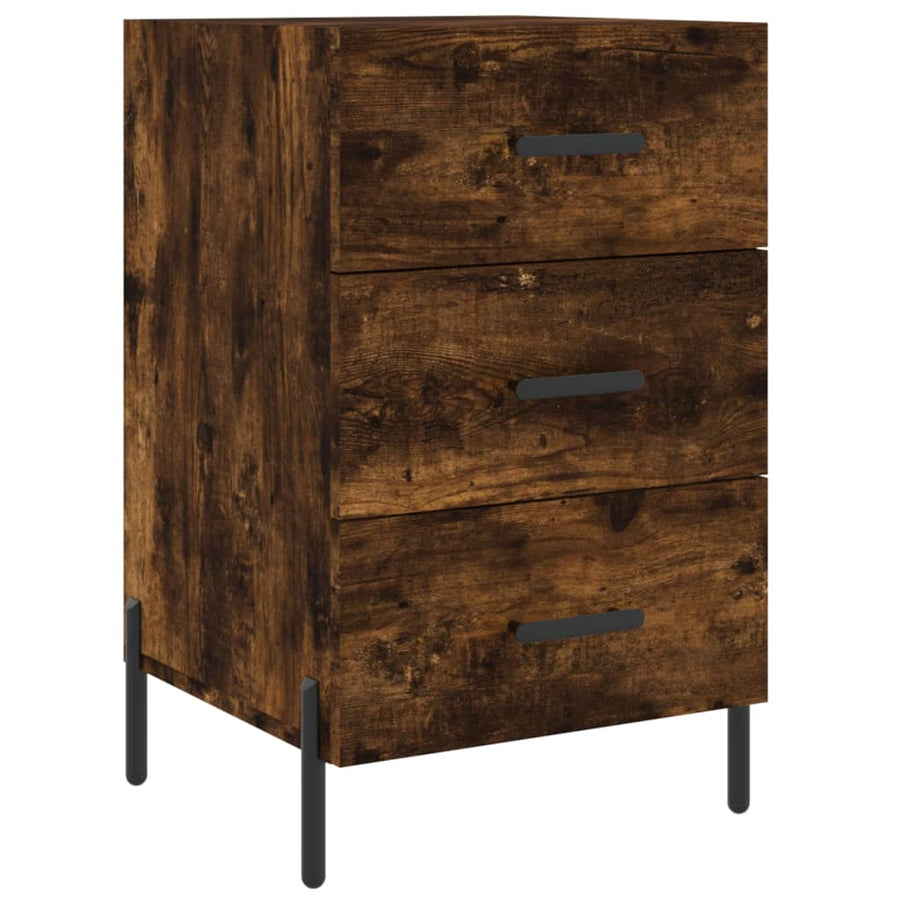 Nachtkastje 40X40X66 Cm Bewerkt Hout Gerookt Eikenkleurig