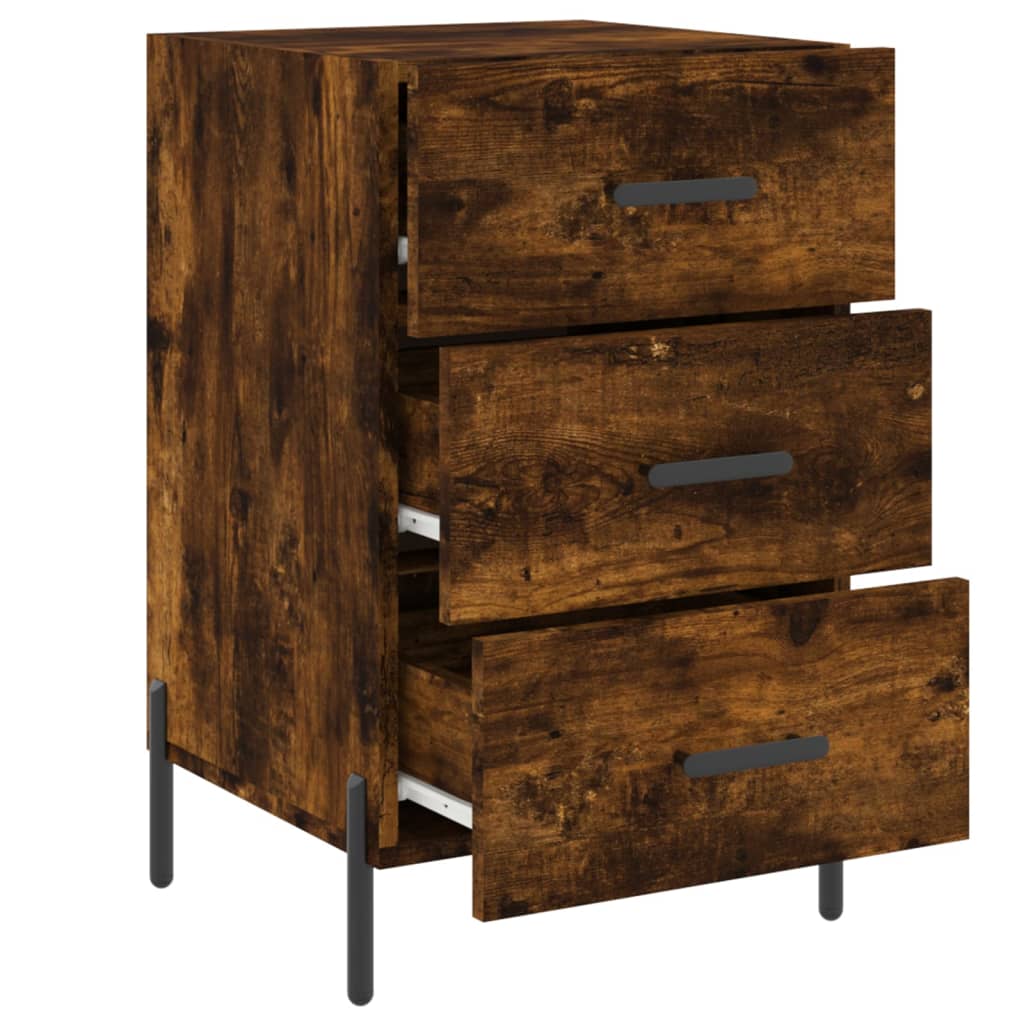 Nachtkastje 40X40X66 Cm Bewerkt Hout Gerookt Eikenkleurig