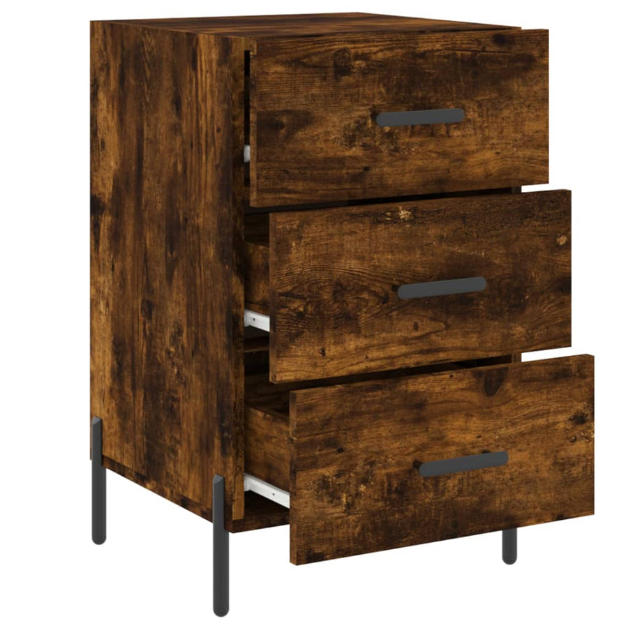 Nachtkastje 40X40X66 Cm Bewerkt Hout Gerookt Eikenkleurig