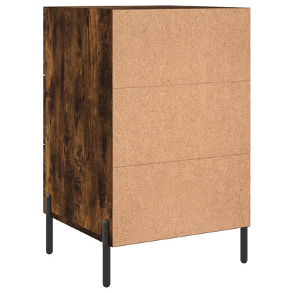 Nachtkastje 40X40X66 Cm Bewerkt Hout Gerookt Eikenkleurig