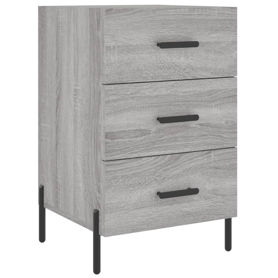 Nachtkastje 40X40X66 Cm Bewerkt Hout Eikenkleurig Grijs sonoma