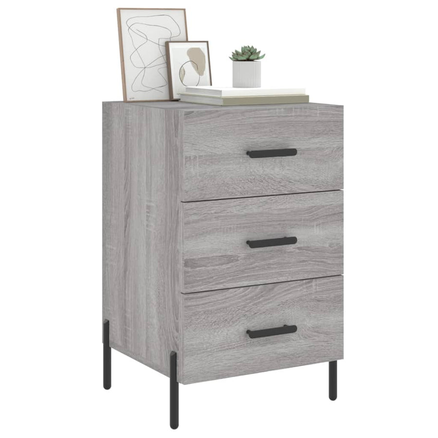 Nachtkastje 40X40X66 Cm Bewerkt Hout Eikenkleurig Grijs sonoma