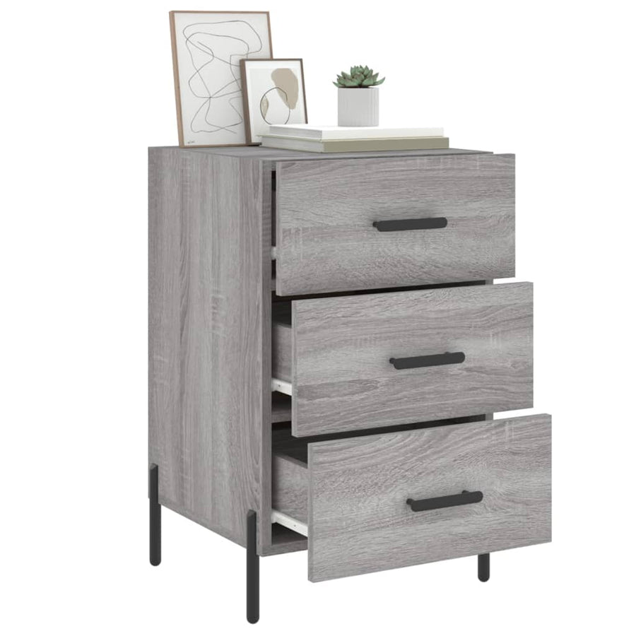 Nachtkastje 40X40X66 Cm Bewerkt Hout Eikenkleurig Grijs sonoma