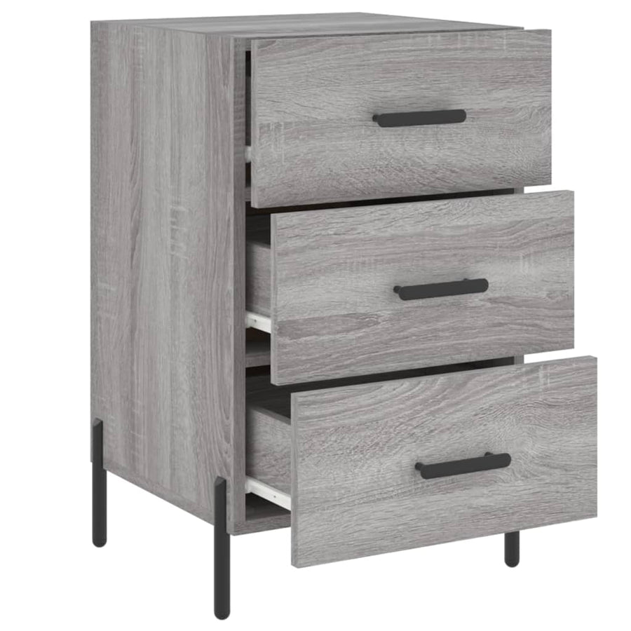 Nachtkastje 40X40X66 Cm Bewerkt Hout Eikenkleurig Grijs sonoma