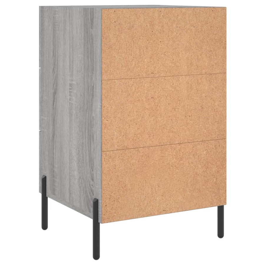 Nachtkastje 40X40X66 Cm Bewerkt Hout Eikenkleurig Grijs sonoma