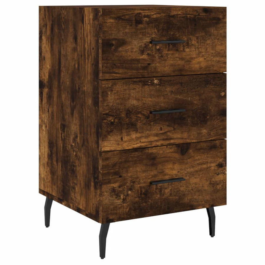 Nachtkastje 40X40X66 Cm Bewerkt Hout Kleurig Gerookt eiken