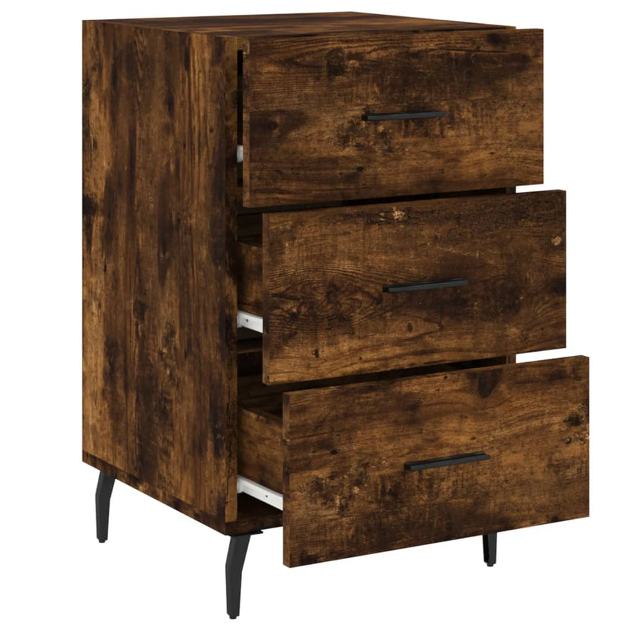 Nachtkastje 40X40X66 Cm Bewerkt Hout Kleurig Gerookt eiken